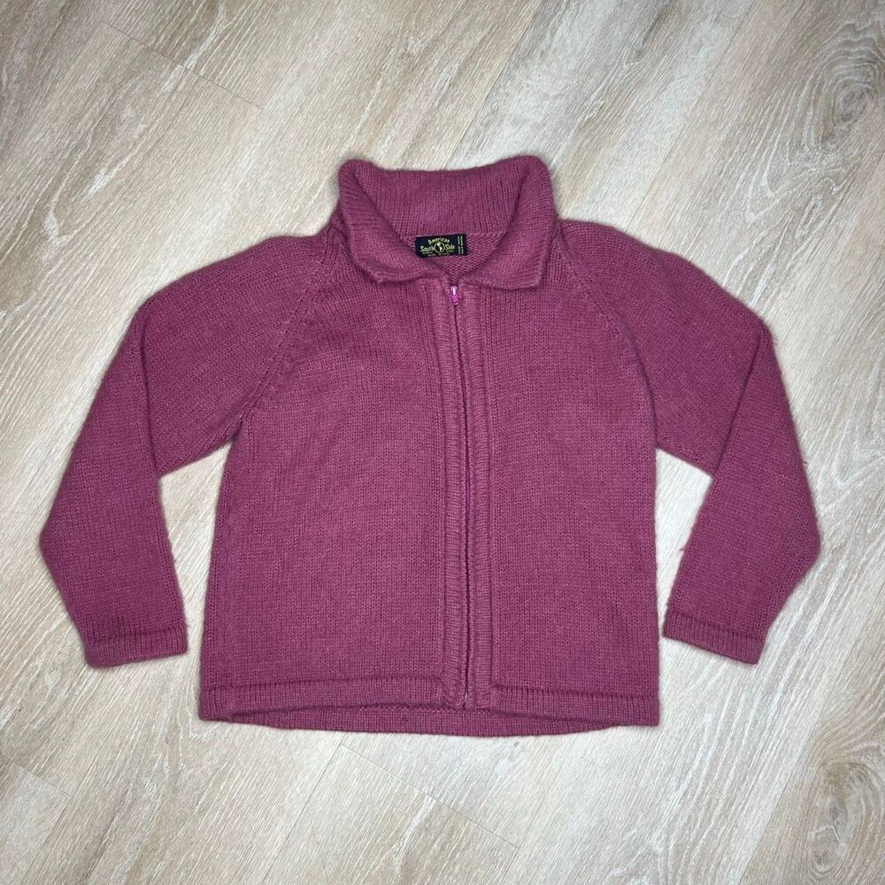 American South Side, Zip-up Alpaca Wool Sweater in Rasberry, Women’s Medium - Picture 10 of 10